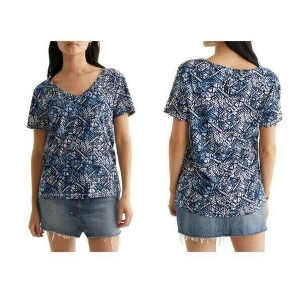 Lucky Brand Women's Classic V-Neck T-shirt womens blue Size XS MSRP $40 - Picture 1 of 1